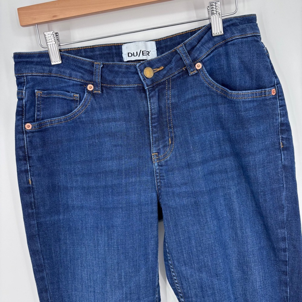 DU/ER Performance MId-Rise Slim Straight Jeans Womens 28x28 Blue Stretch